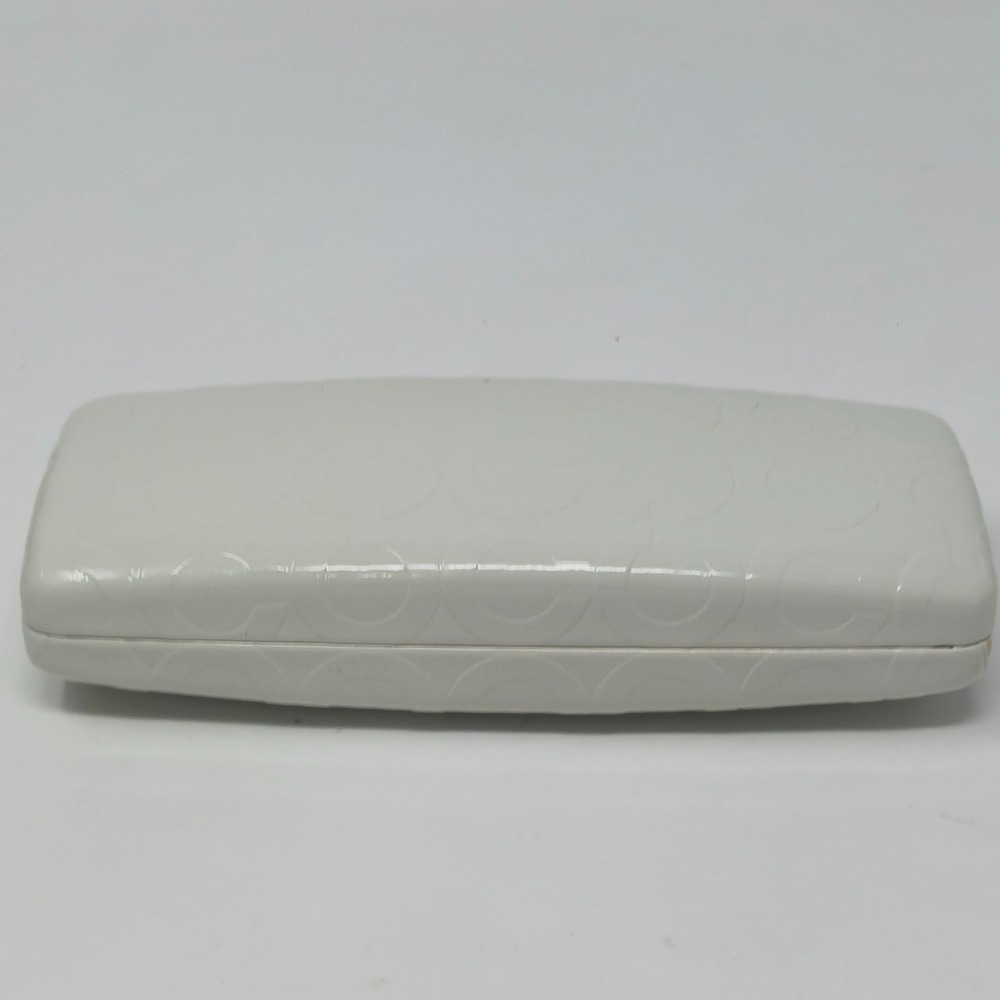 Coach Ivory White Embossed Signature Eyeglass Hard Shell Case & Cloth 6 1/4"